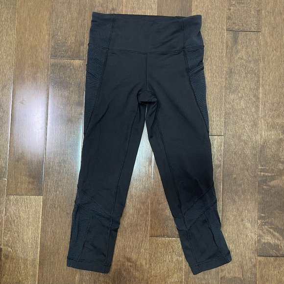 Ivivva Black Mesh Accent Leggings sz 7 - Picture 2 of 11